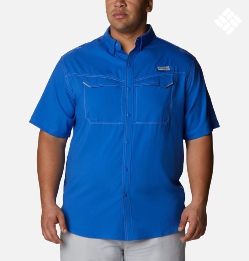 Men's Columbia PFG Low Drag Offshore Short Sleeve Shirts Blue | Plus Size CA-XL841